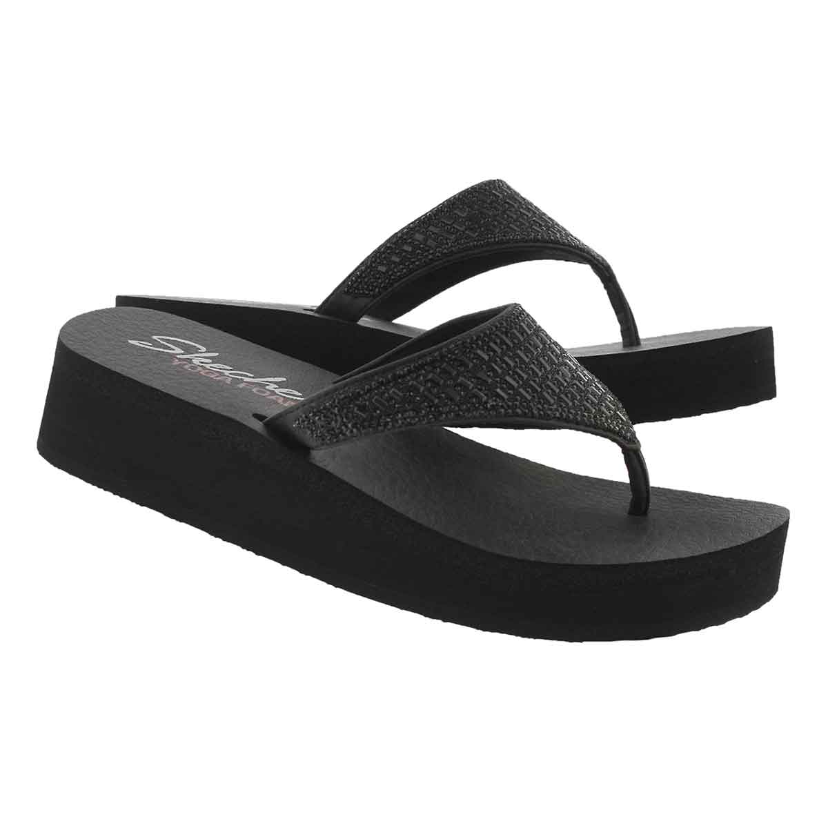 Skechers Women's VINYASA black rhinestone fli | SoftMoc.com