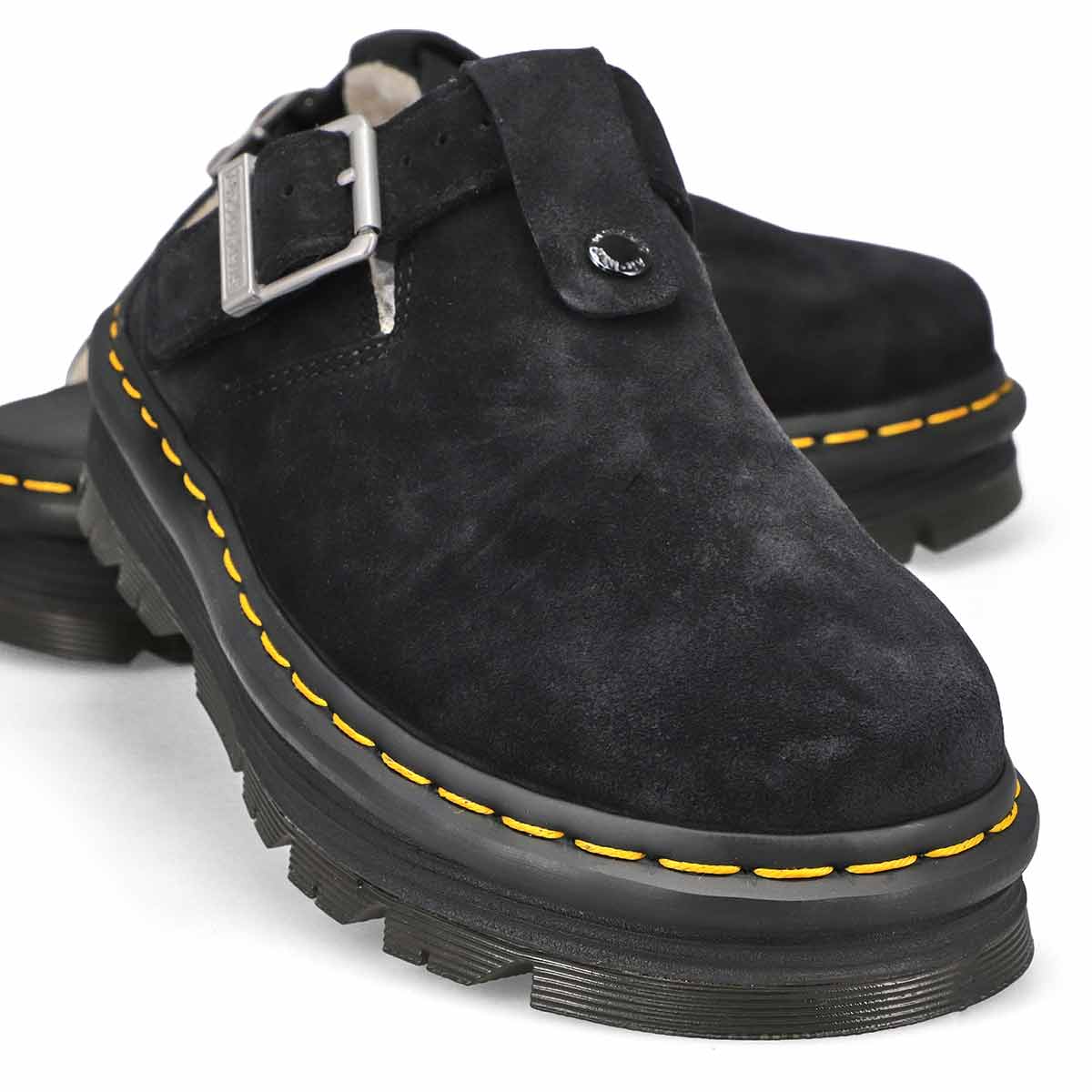 Unisex Zebzag Mule Warm Lined Suede Casual Clog - Black