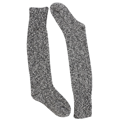 Lds Duray black cable knit tall sock