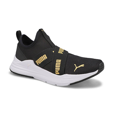 Kds Wired Run Slip On Flash Jr Sneaker - Black/Gold