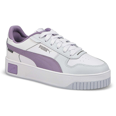 Lds Carina Street Lace Up Sneaker - White/Pale Plum/Silver