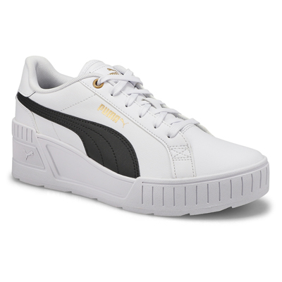 Lds Karmen Wedge Sneaker - White/Black/Gold