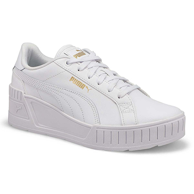 Lds Karmen Wedge Sneaker - White/White