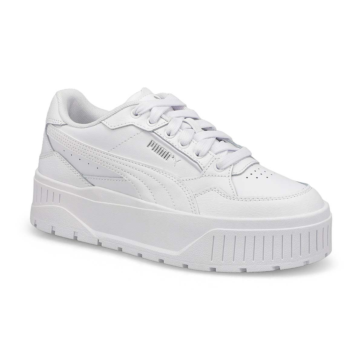 Puma Girls Karmen II Idol Jr Platform Sneaker White Silver 5 Medium US