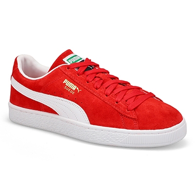 Mns Suede Classic Lace Up Sneaker - For All Time Red/ White