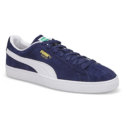 Mns Suede Classic Lace Up Sneaker - Navy/White