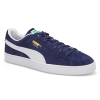 Men's Suede Classic Lace Up Sneaker - Navy/White