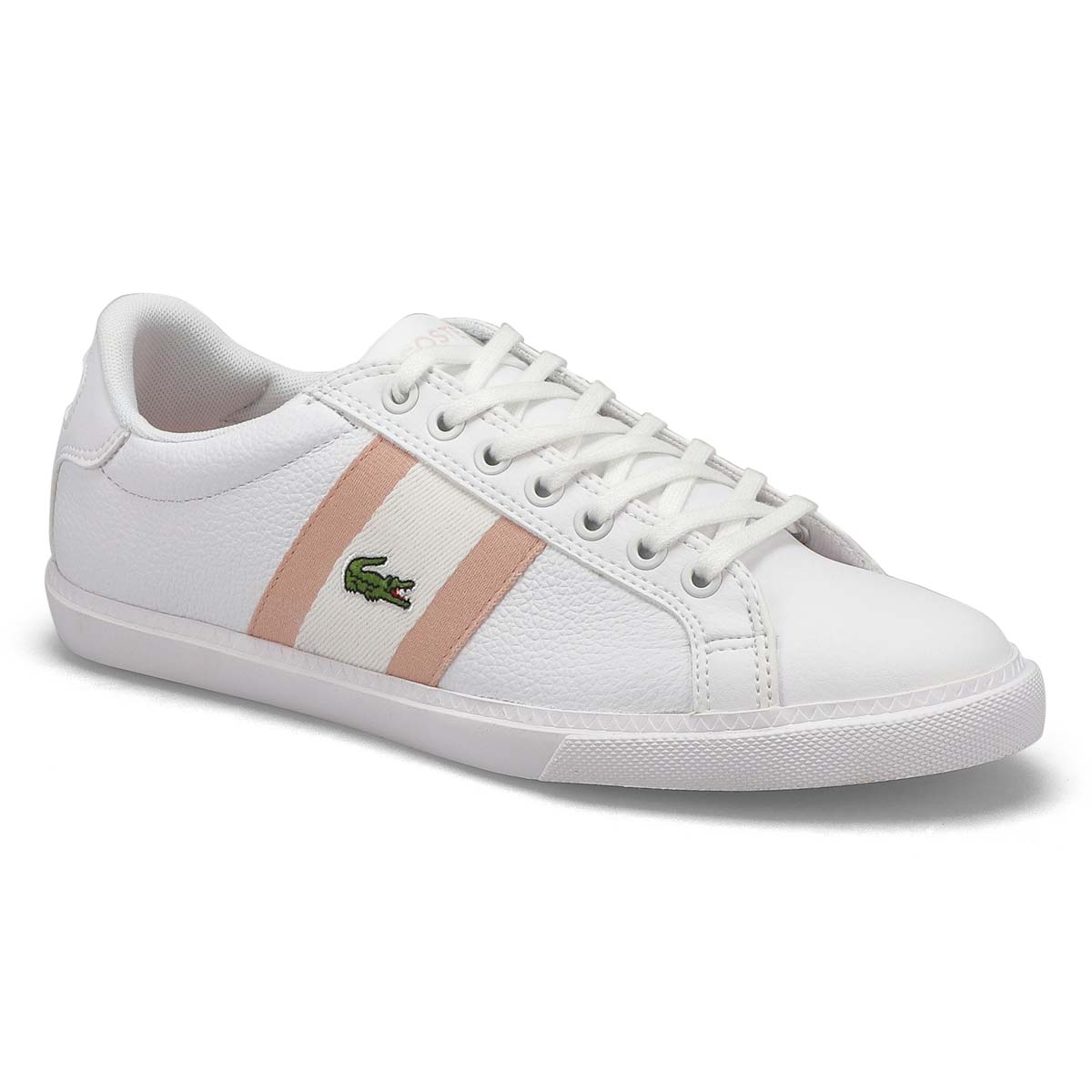 womens white and pink lacoste trainers
