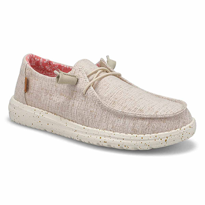Lds Wendy Chambray Casual Shoe - White/Nut