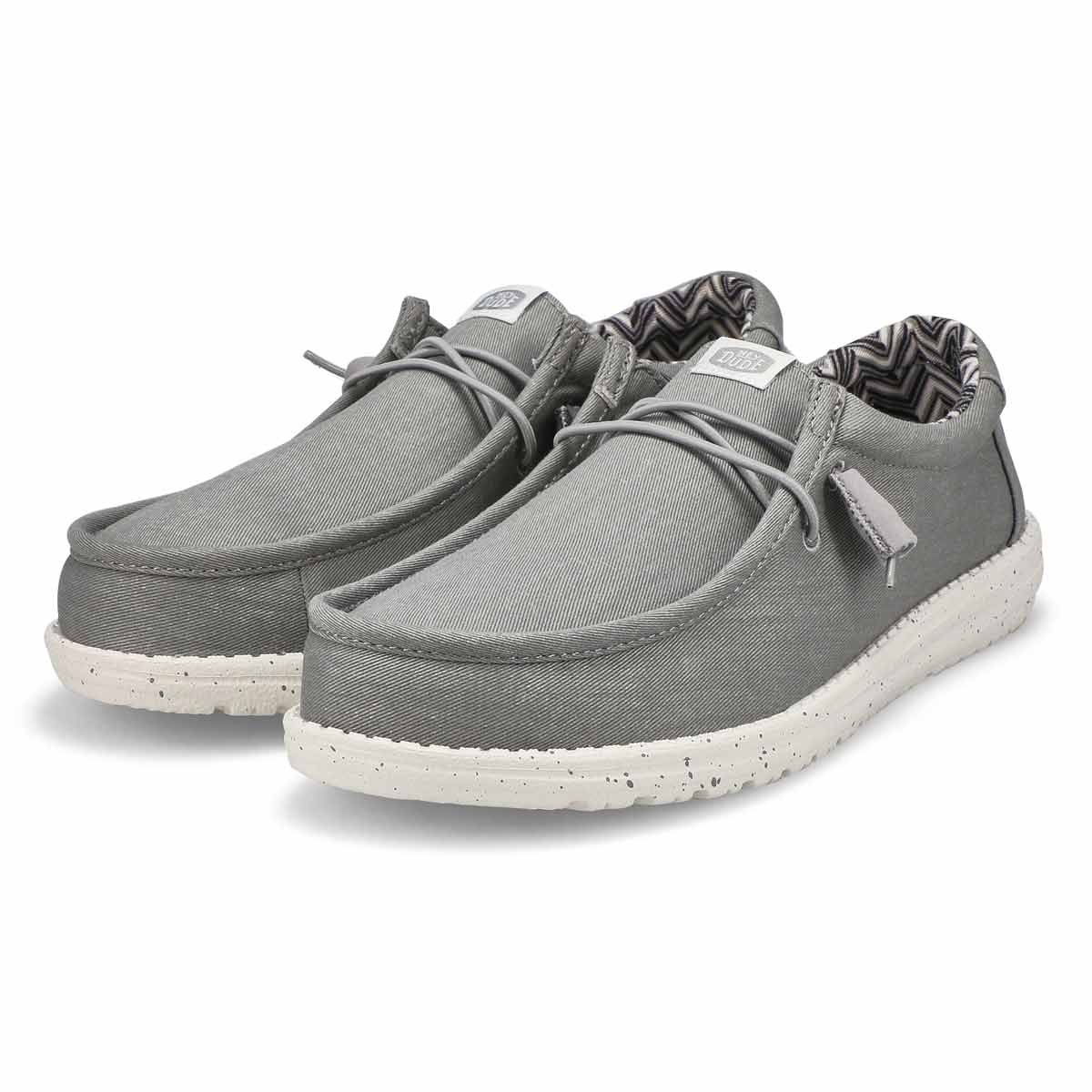 Men's Wally Stretch Canvas Casual Shoe -  Light Grey