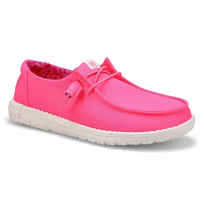 Lds Wendy Canvas Casual Shoe - Neon Pink