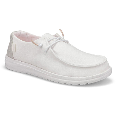 Lds Wendy Metallic Sparkle Casual Shoe - White