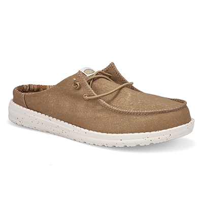 Lds Wendy Slip Classic Canvas Slip On Shoe - Walnut