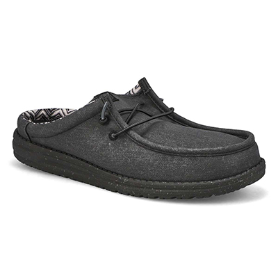 Mns Wally Slip Stretch Canvas Slip On Shoe - Black/Black