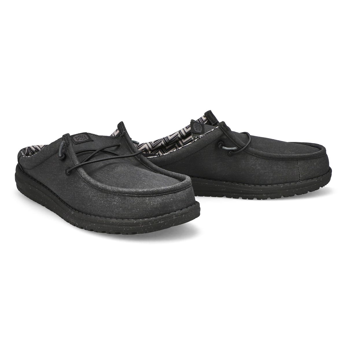 Men's Wally Slip Stretch Canvas On Shoe - Black/Black