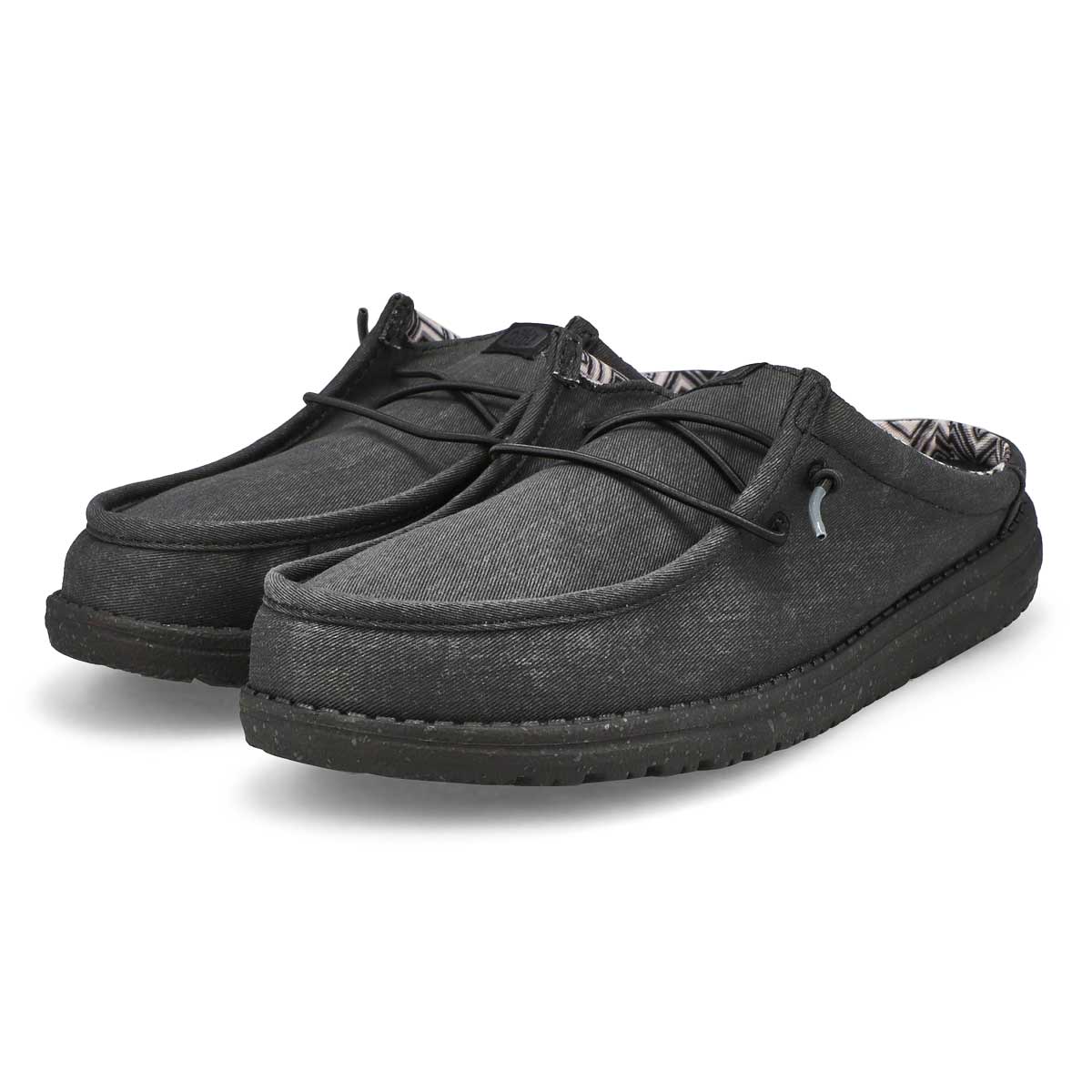 Men's Wally Slip Stretch Canvas On Shoe - Black/Black