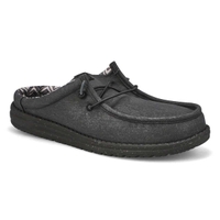 Men's Wally Slip Stretch Canvas On Shoe - Black/Black