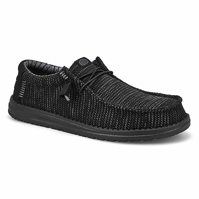 Mns Wally Stretch Sox Casual Shoe - Black/Black