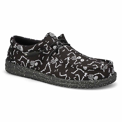 Mns Wally Skeletons Canvas Casual Shoe - Black