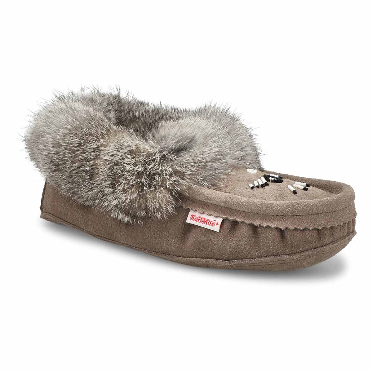 grey moccasin slippers