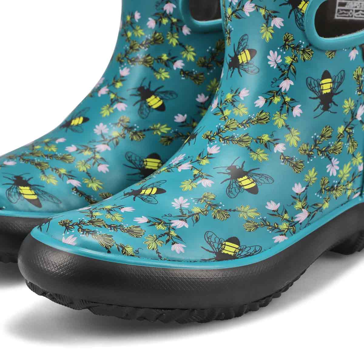 Bogs Womens Patch Ankle Bees Rain Boot Turqu 3837