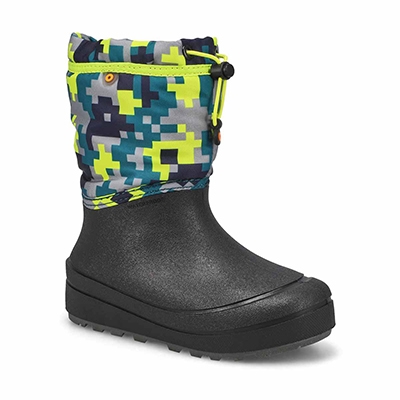 Bys Snow Shell Medium Camo Winter Boot - Navy/Multi