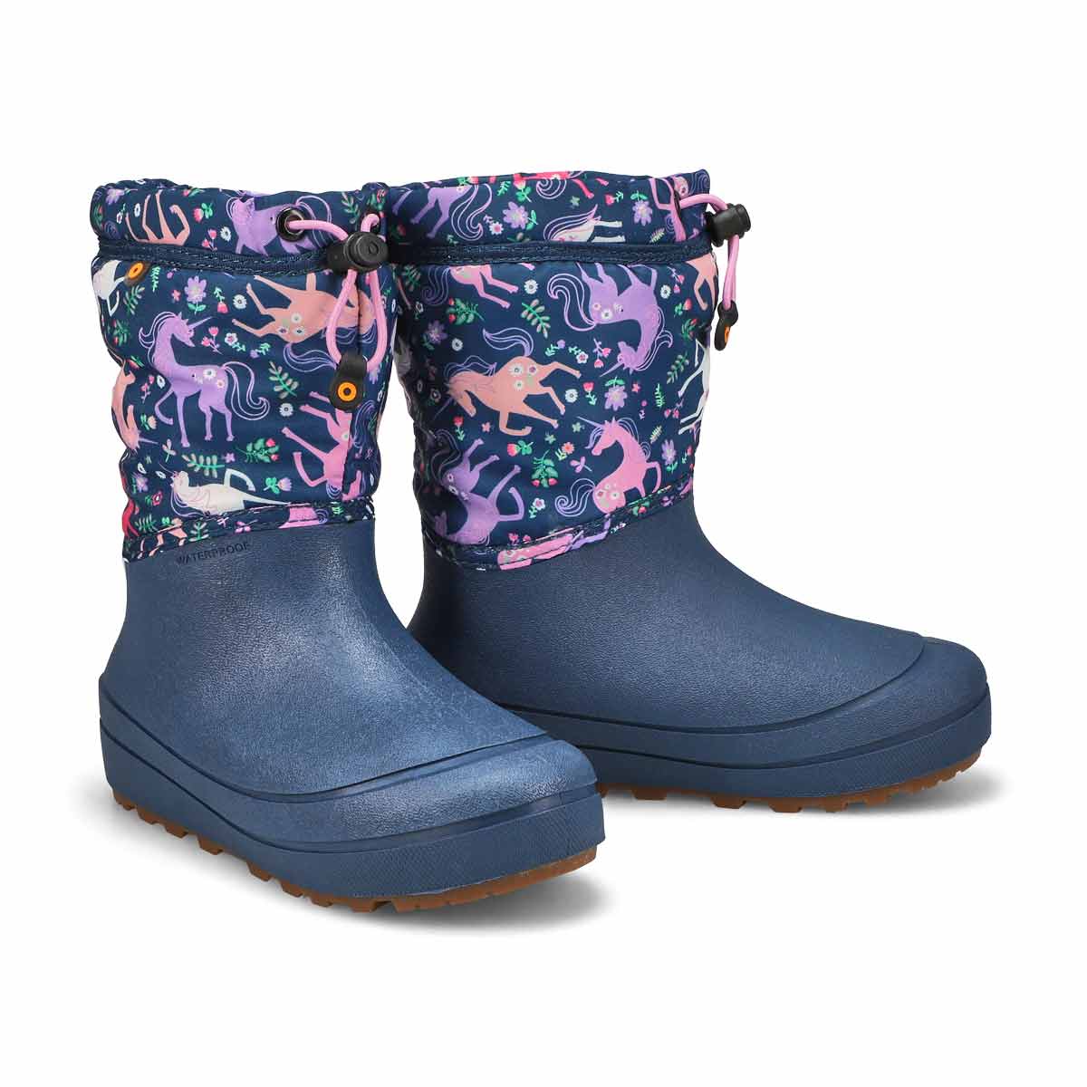 Girls'  Snow Shell Unicorn Meadow Waterproof Winter Boot - Indigo/Multi