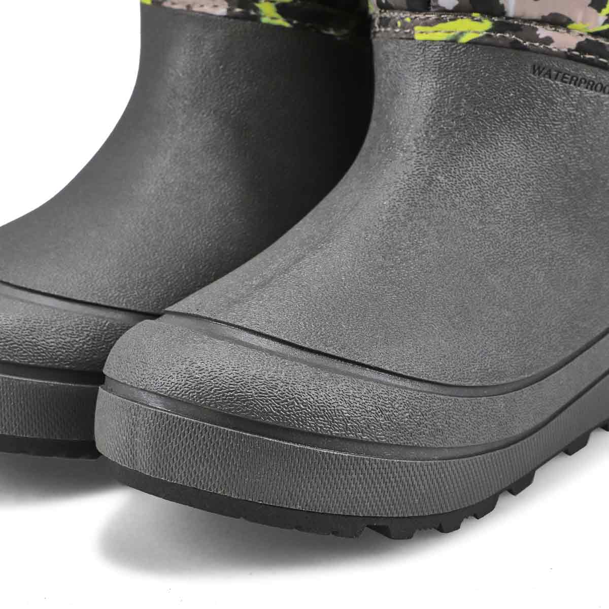 Boys'  Snow Shell Camo Texture Waterproof Winter Boot - Gray/Multi