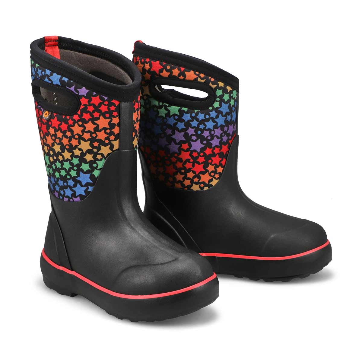 Girls'  Classic II Rainbow Stars Waterproof Boot - Black/Multi