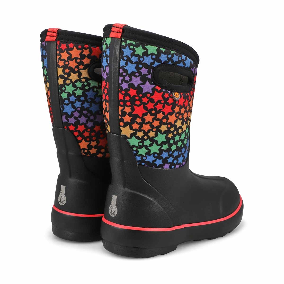 Girls'  Classic II Rainbow Stars Waterproof Boot - Black/Multi