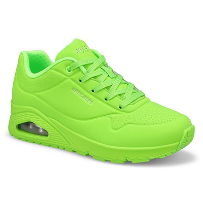 Lds Uno Night Shades Lace Up Sneaker - Lime Green