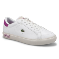 Women's Powercourt Leather Fashion Sneaker - White/Purple