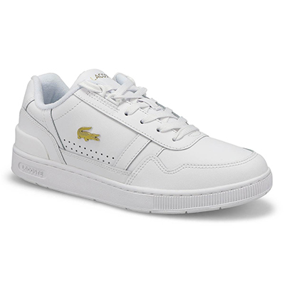 Lds T-Clip Lace Up Fashion Sneaker - White/Gold