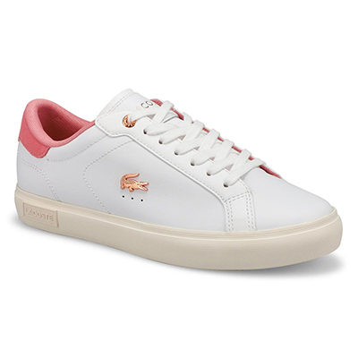 Lds Powercourt Lace Up Fashion Sneaker - White/Light Pink