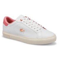 Women's Powercourt Lace Up Fashion Sneaker - White/ Light Pink