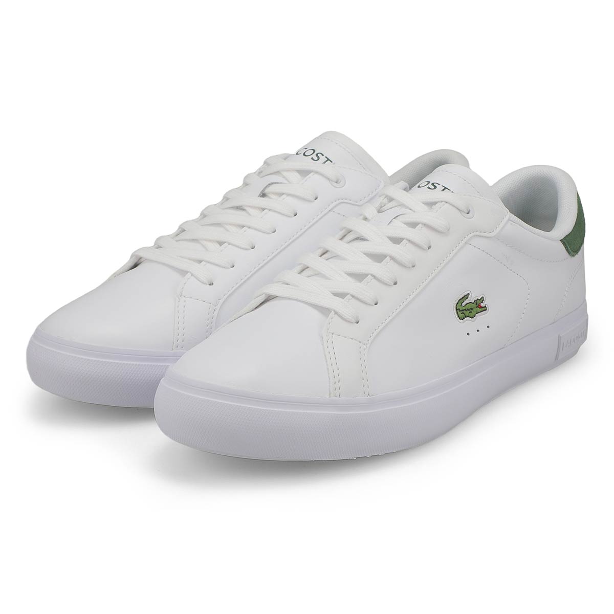 Men's Powercourt Leather  Lace Up Sneaker - White/Dark Green