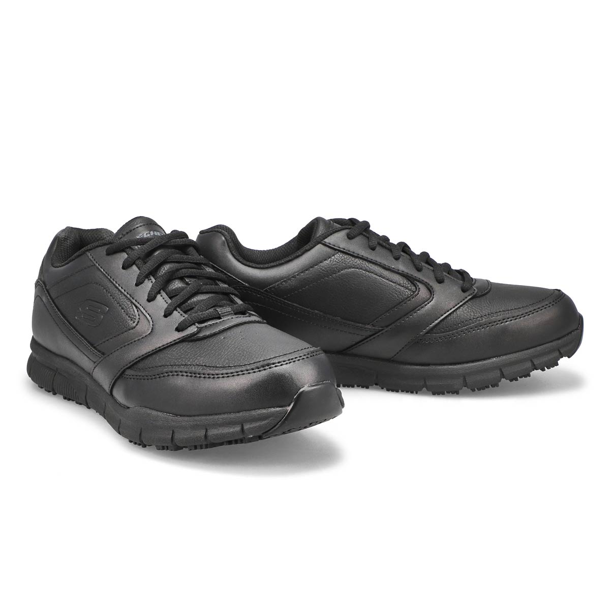 black lace up non slip shoes