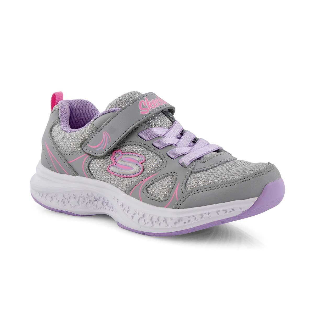 purple and gray sneakers