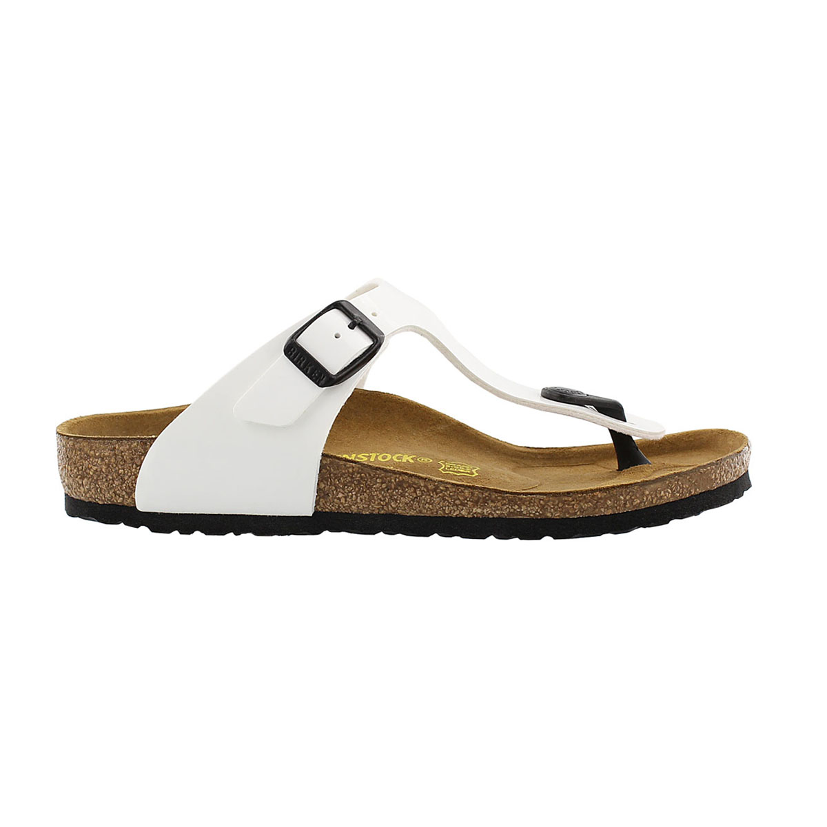 Girls' Gizeh Birko-Flor Patent Narrow Thong Sandal - White