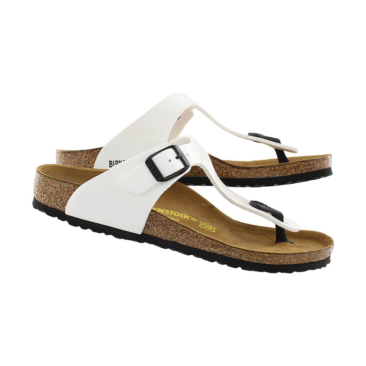 Girls' Gizeh Birko-Flor Patent Narrow Thong Sandal - White