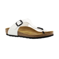 Girls' Gizeh Birko-Flor Patent Narrow Thong Sandal - White