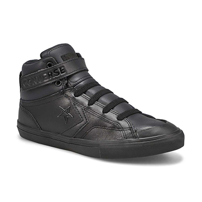 Bys Chuck Taylor All Star Pro Blaze Strap Leather Sneaker - Black/Black