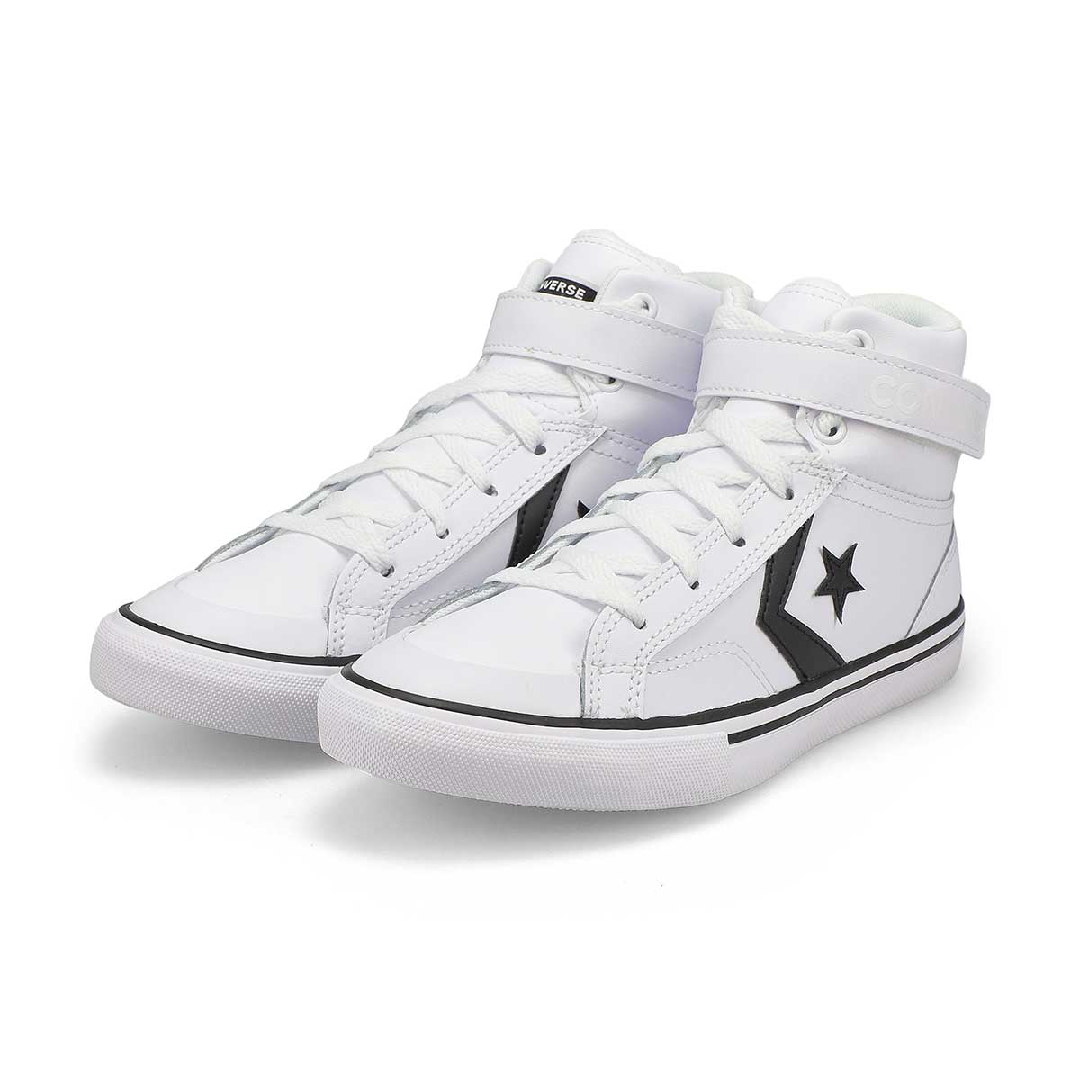 Boy's Chuck Taylor All Star Pro Blaze Strap Leather Sneaker - White/Black