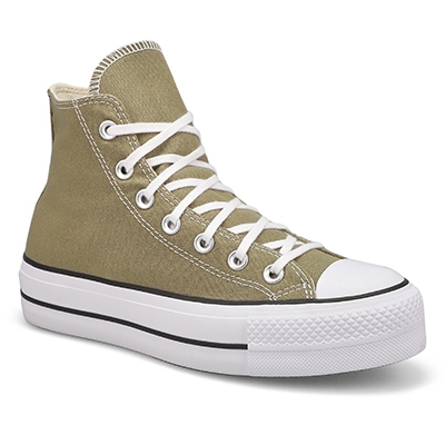 Lds Chuck Taylor All Star Lift Hi Top Platform Sneaker - Mossy Sloth/White/Black