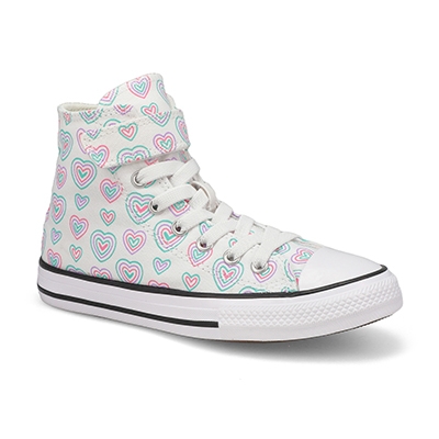 Grls Chuck Taylor All Start 1V Happy Hearts Sneaker - Winter Slay/White/Black