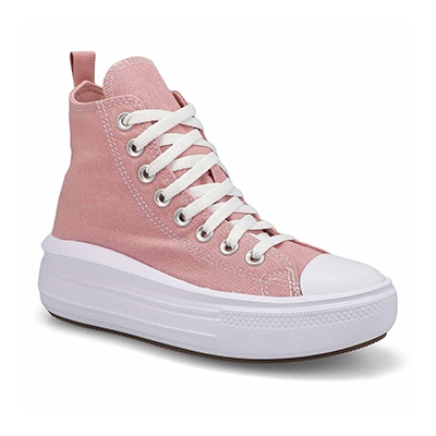 Basket haute à plateforme Chuck Taylor All Star Move, rose statique/blanc/noir, filles