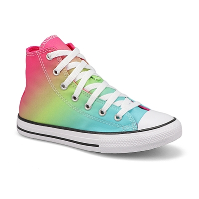 Grls Chuck Taylor All Star Hyper Brights Hi Top Sneaker - Triple Cyan/Chaos Fushia/Slime Light