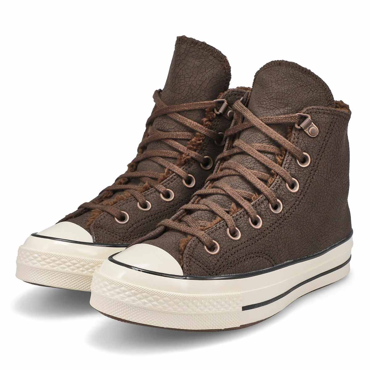 Women's  Chuck 70 Distressed Leather Hi Top Sneaker - Papyrus/Classic Taupe/Egret