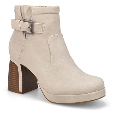 Lds Bree Platform Buckle Bootie - Cream