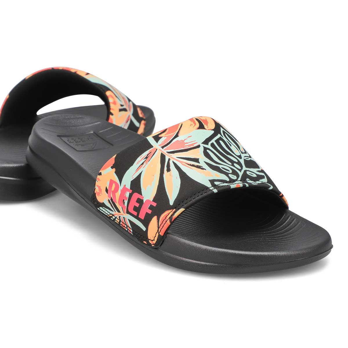 Women's Reef One Slide Sandal - Black Monstera